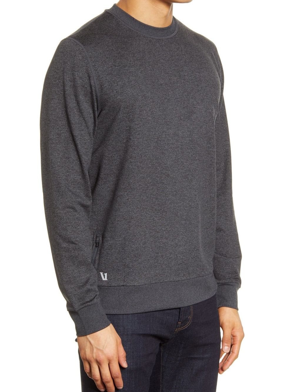 Vuori Men's Ponto Performance Crew Pullover - Charcoal Heather Size Large - Picture 1 of 6